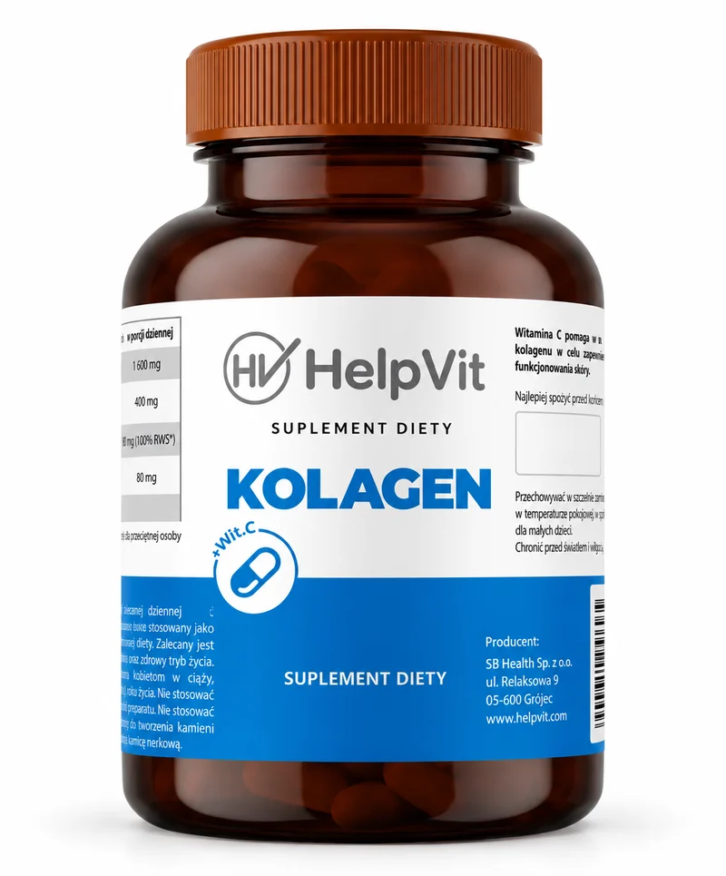 Opakowanie Kolagen HelpVit z witaminą C, 60 kapsułek
